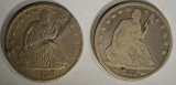 SEATED HALF DOLLARS;1858-O VG & 1874
