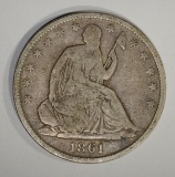 1861-O SEATED HALF DOLLAR, FINE