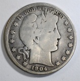 1904-S BARBER HALF DOLLAR GOOD+ KEY DATE