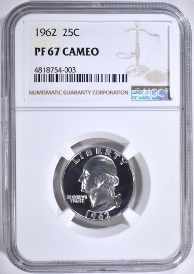 1962 WASHINGTON QTR NGC PF67CAMEO