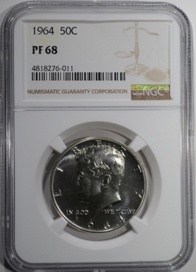 1964 KENNEDY HALF DOLLAR NGC PF68