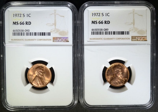 2 - 1972-S LINCOLN CENTS NGC MS66 RD
