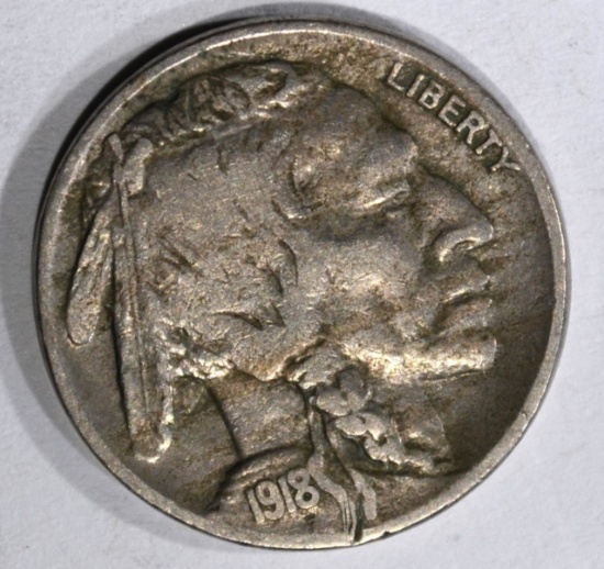 1918-D BUFFALO NICKEL, F/VF