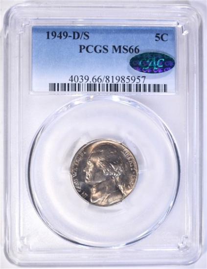 1949-D/S JEFFERSON NICKEL, PCGS MS-66 CAC!