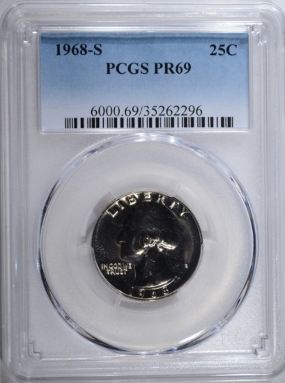 1968-S WASHINGTON QUARTER PCGS PR-69