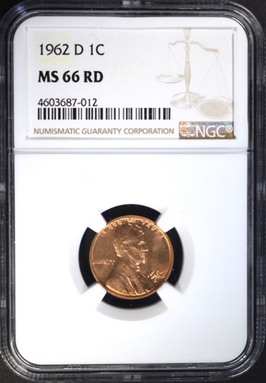 1962-D LINCOLN CENT NGC MS66 RD