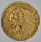1909-D $5 GOLD INDIAN HEAD  GEM BU