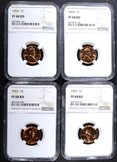 2 - 1963 & 2 - 1964 LINCOLN CENTS NGC