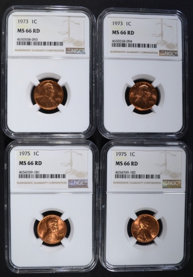 4 -NGC MS66RD LINCOLN CENTS: 2-1973