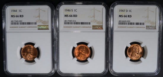 1944, 1946-S, 1947-D NGC MS66 RD