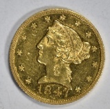 1847  $5 GOLD LIBERTY HEAD  BU PL