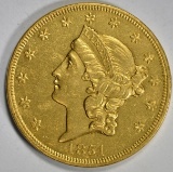 1851 $20 GOLD LIBERTY HEAD  BU