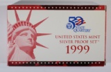 1999 U.S. SILVER PROOF SET ORIG BOX/COA