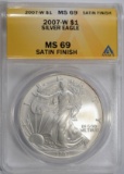 2007-W $1 AMERICAN SILVER EAGLE SATIN FINISH