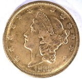 1866-S $20.00 GOLD LIBERTY, CH AU -TOUGH DATE!