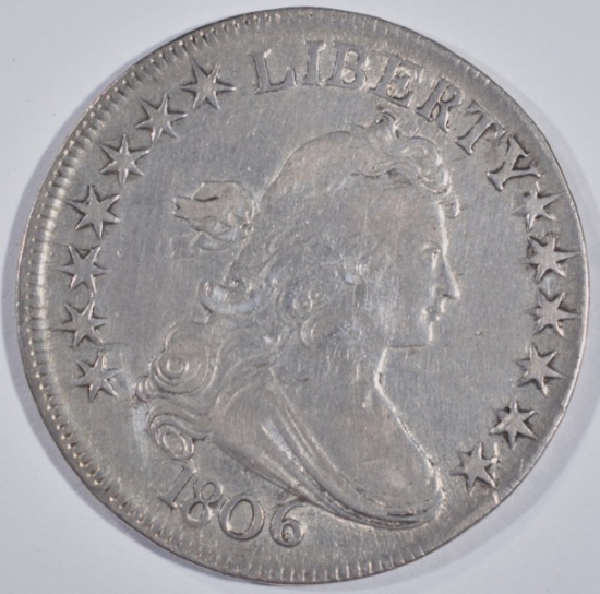 1806 DRAPED BUST HALF DOLLAR, XF