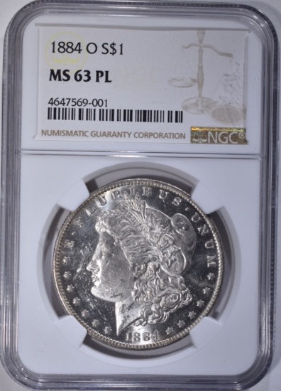 1884-O MORGAN DOLLAR, NGC MS-63 PL