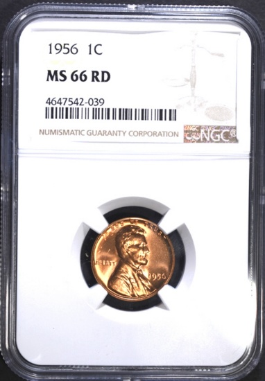 1956 LINCOLN CENT NGC MS-66 RD