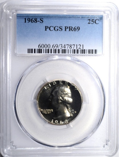 1968-S WASHINGTON QUARTER PCGS PR-69