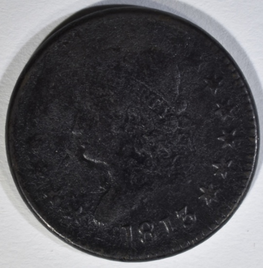 1813 LARGE CENT, VG/FINE porosity