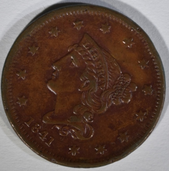 1841 LARGE CENT, XF