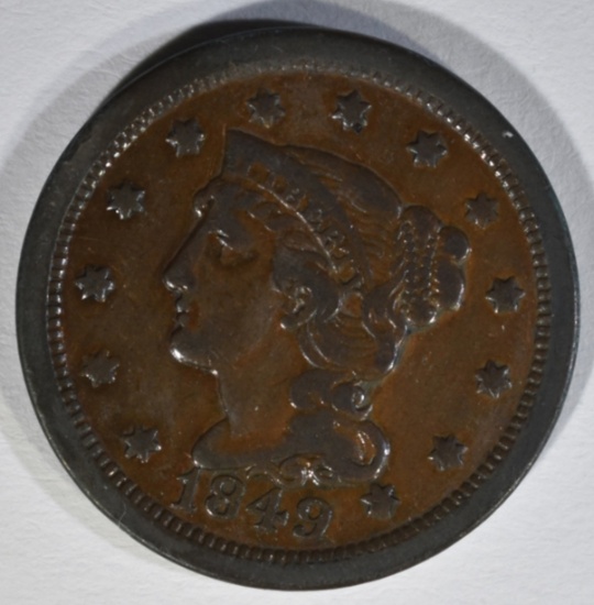 1849 LARGE CENT, VF/XF