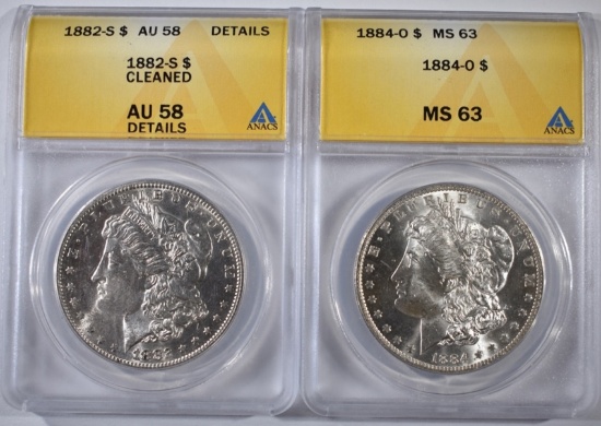 ANACS MORGAN DOLLARS: 1882-S AU 58 DETAILS  &