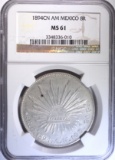 1894 CN AM MEXICO 8 REALES, NGC MS-61