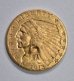 1913 $2 1/2 GOLD INDIAN HEAD  BU