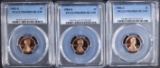 3 PROOF LINCOLN CENTS PCGS PR-69DCAM RD