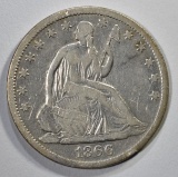 1866-S SEATED LIBERTY HALF DOLLAR  F/VF