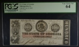 1863 $100 STATE OF GEORGIA PCGS 64