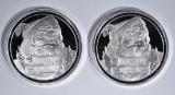 2-SANTA CLAUSE 2018 ONE OUNCE .999 SILVER ROUNDS