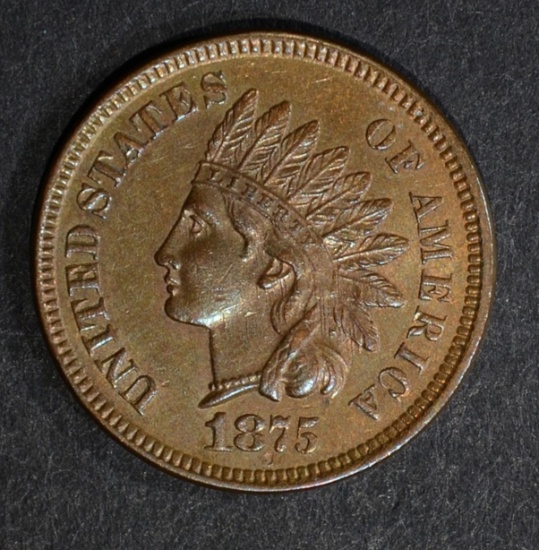 1875 INDIAN CENT, CH BU