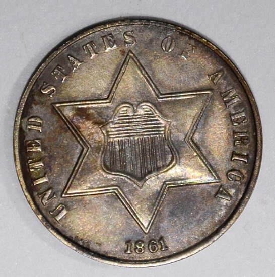 1861 3-CENT SILVER, BU