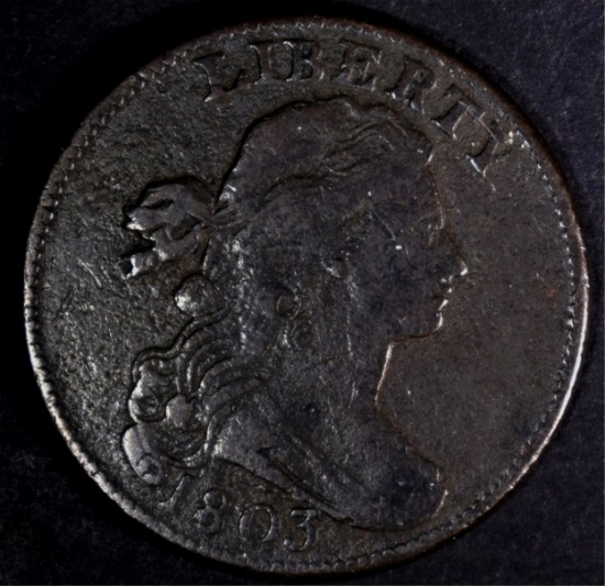 1803 LARGE CENT, S-254, VF NICE