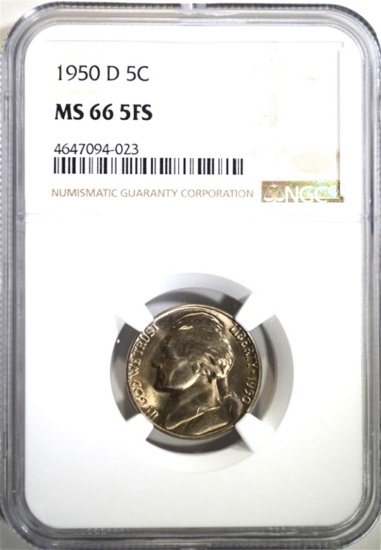 1950-D JEFFERSON NICKEL NGC MS66 5FS