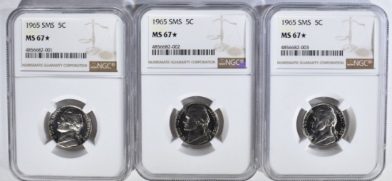 3-1965 SMS JEFFERSON NICKELS, NGC MS-67*