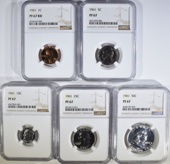 1961 PROOF SET, ALL COINS NGC PF-67