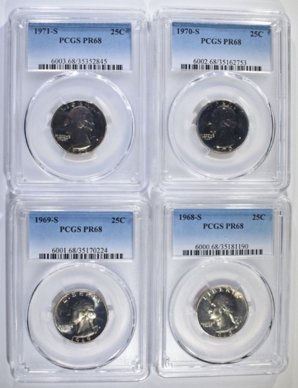 4 WASHINGTON QUARTERS PCGS PR-68