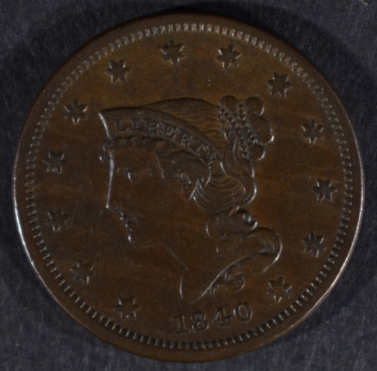 1840 LARGE CENT, XF