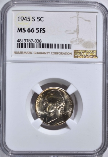 1945-S JEFFERSON NICKEL NGC MS-66 5FS