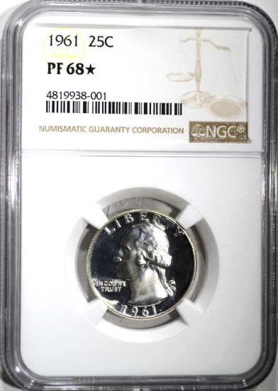 1961 WASHINGTON QUARTER, NGC PF-68*