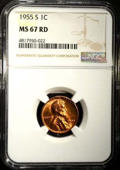 1955-S LINCOLN CENT NGC MS67RD