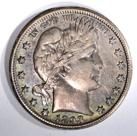 1893-O BARBER HALF DOLLAR, XF KEY COIN