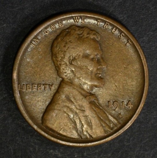 1914-S LINCOLN CENT XF