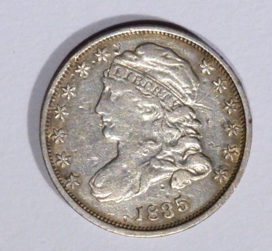 1835 CAPPED BUST DIME, VF/XF
