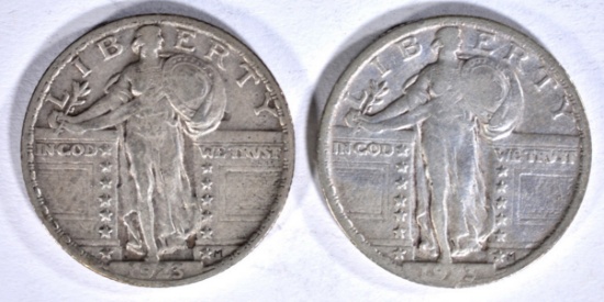 1923 STANDING LIBERTY QUARTERS: 1-VF & 1-XF