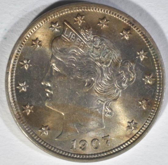 1907 LIBERTY NICKEL, CH BU