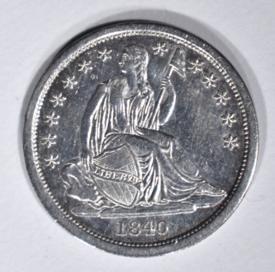 1840 SEATED DIME, AU/BU